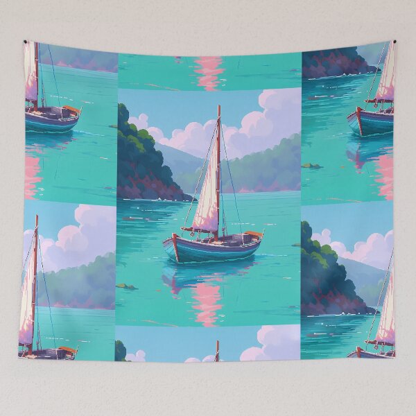 Item preview, Sailing boat, relaxing vibes- Pixel art designed and sold by octoboobs.