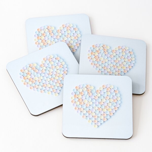 Item preview, Valentine's candy pastel heart art print - small sugar sweets with love for you - food photography designed and sold by Christa Stroo Photography.
