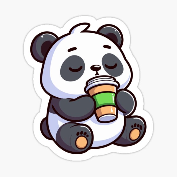 Vista previa del artículo con la obra «Panda lindo kawaii tomando café 1 | Camiseta de mascotas y animales para hombres y mujeres», diseñado y vendido por panchiTWO.
