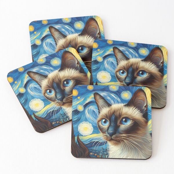 Item preview, Siamese Splendor Inspired by Van Gogh designed and sold by BastKittyStore.