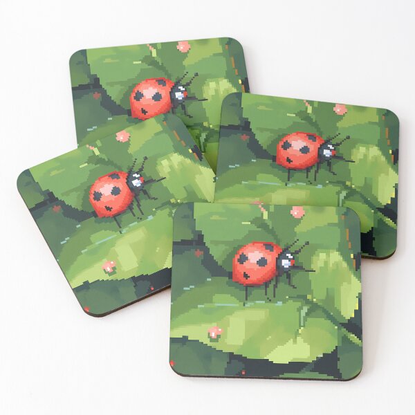 Item preview, Ladybug on a leaf- Pixel art designed and sold by octoboobs.