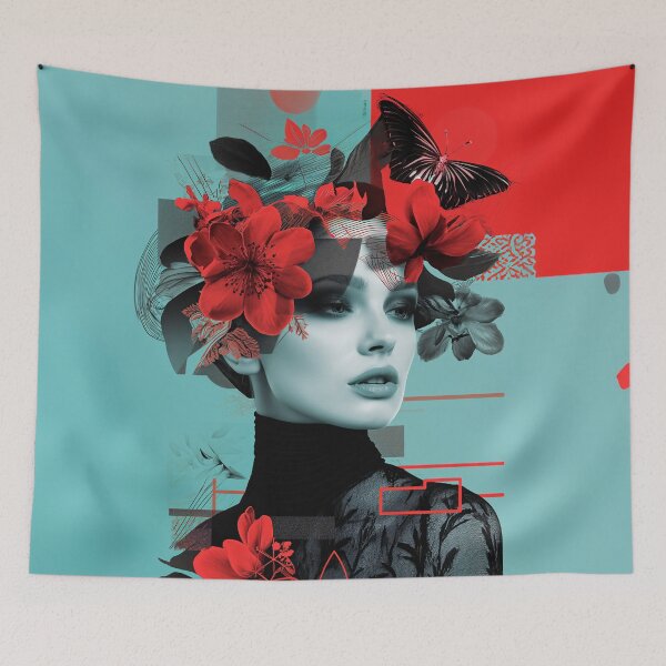 Item preview, Floral Crown Woman Bold Collage Portrait Art Print designed and sold by VUK VESOVIC.