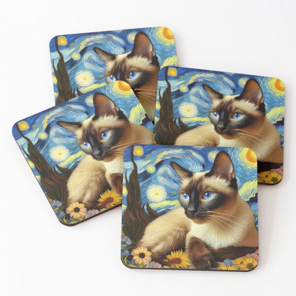 Item preview, Siamese Serenade: Van Gogh Inspired designed and sold by BastKittyStore.