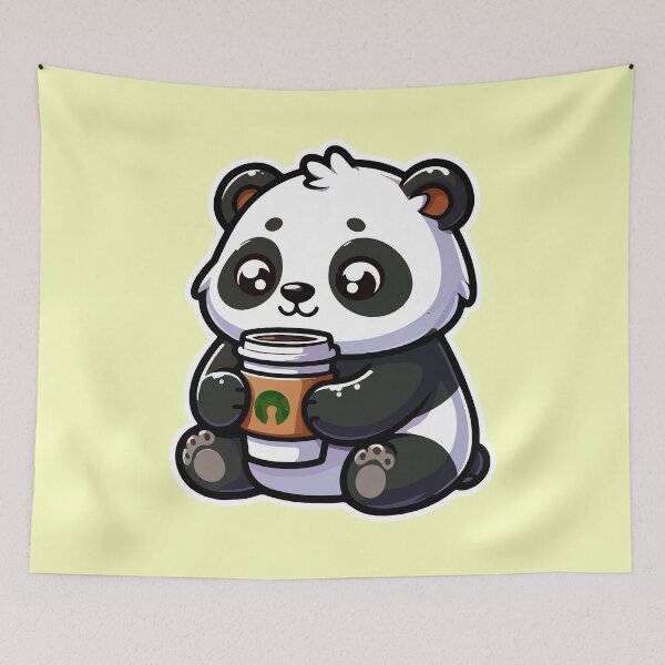 Item preview, Kawaii Cute Panda Drinking Coffee 3 | Pets and Animals for Men and Women t-shirt designed and sold by panchiTWO.