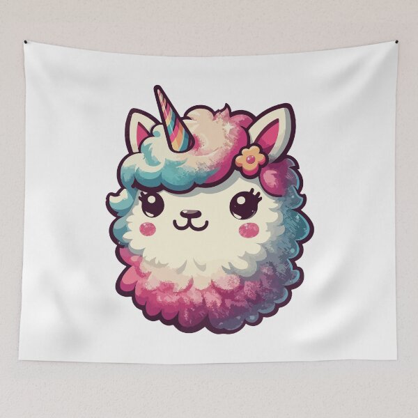 Item preview, Kawaii rainbow llamacorn unicorn llama designed and sold by TomFrontierArt.