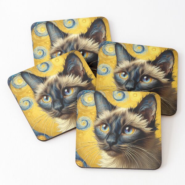 Item preview, Siamese Canvas: Van Gogh Muse designed and sold by BastKittyStore.