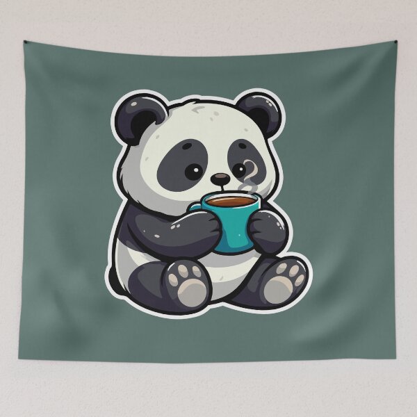 Item preview, Kawaii Cute Panda Drinking Coffee 4 | Pets and Animals for Men and Women t-shirt designed and sold by panchiTWO.