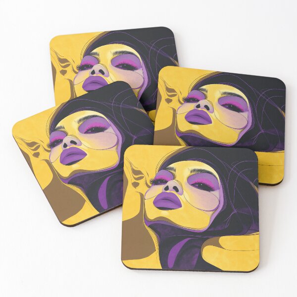 Item preview, Bold Purple Yellow Makeup Woman Fantasy Portrait Art Print designed and sold by VUK VESOVIC.