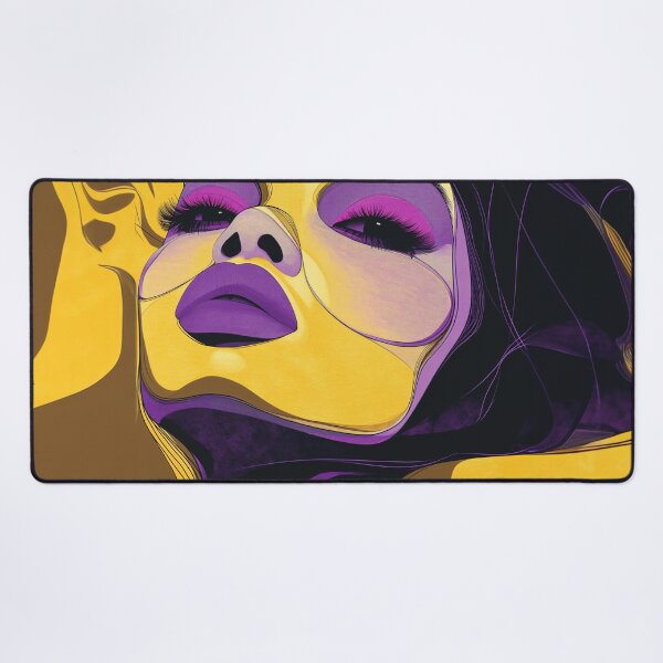 Item preview, Bold Purple Yellow Makeup Woman Fantasy Portrait Art Print designed and sold by VUK VESOVIC.