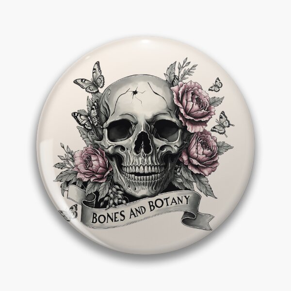 Item preview, Bones and botany, Skull human anatomy floral, pink watercolor roses, Bones and Botany art anatomy designed and sold by Collagedream.