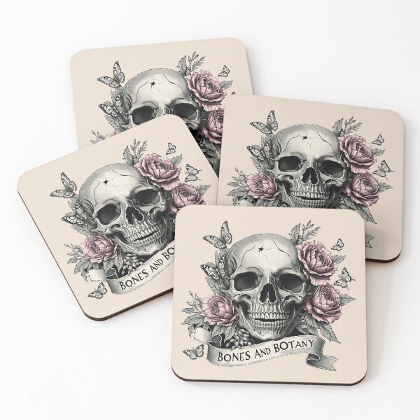Item preview, Bones and botany, Skull human anatomy floral, pink watercolor roses, Bones and Botany art anatomy designed and sold by Collagedream.