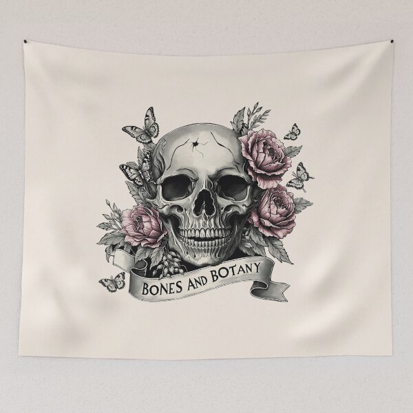 Item preview, Bones and botany, Skull human anatomy floral, pink watercolor roses, Bones and Botany art anatomy designed and sold by Collagedream.