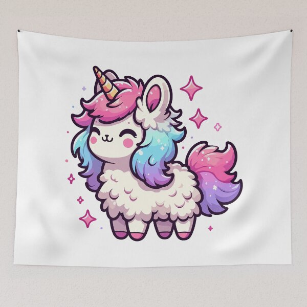 Item preview, Kawaii rainbow llamacorn unicorn llama designed and sold by TomFrontierArt.