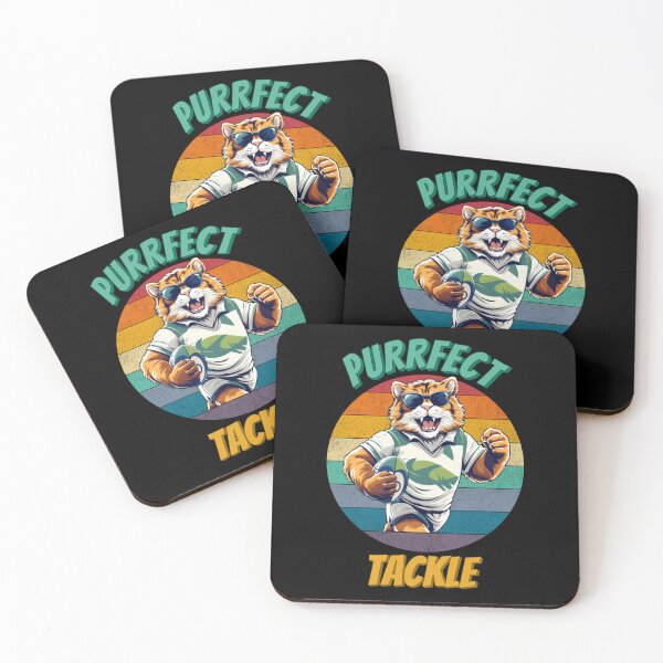 Item preview, Cool funny cat playing rugby. Purrfect tackle. Rugby humor. designed and sold by Unitepeople.