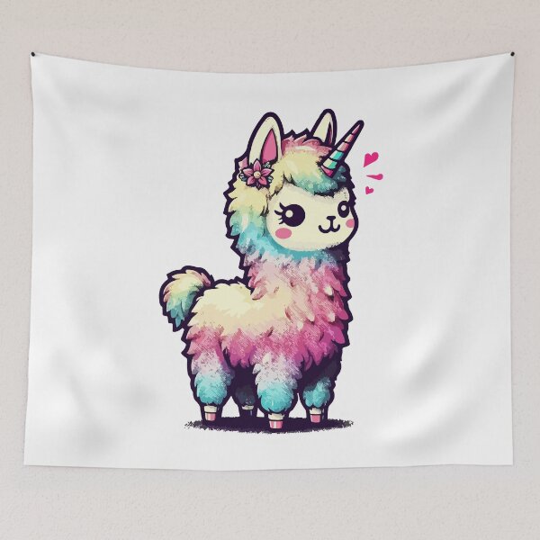 Item preview, Kawaii rainbow llamacorn unicorn llama designed and sold by TomFrontierArt.
