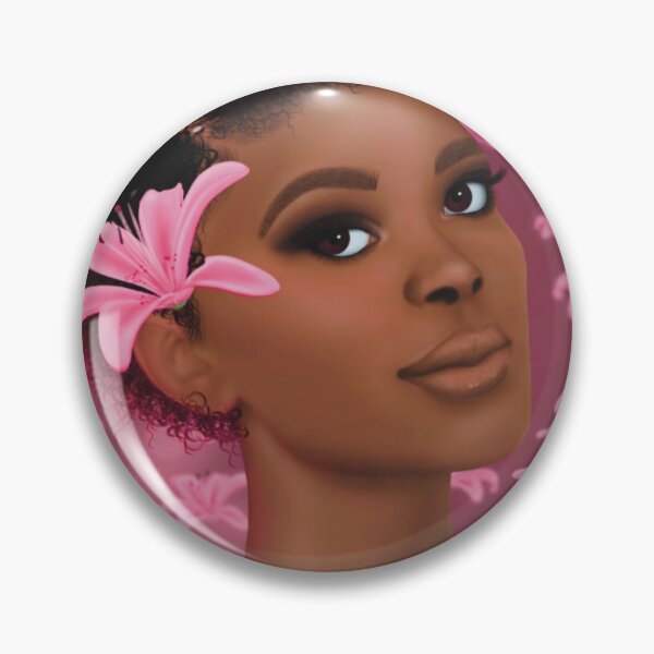 Item preview, Destiny  - Dark Woman, Pink Flowers (portrait), Airbrushed Drawing  designed and sold by written4r7.