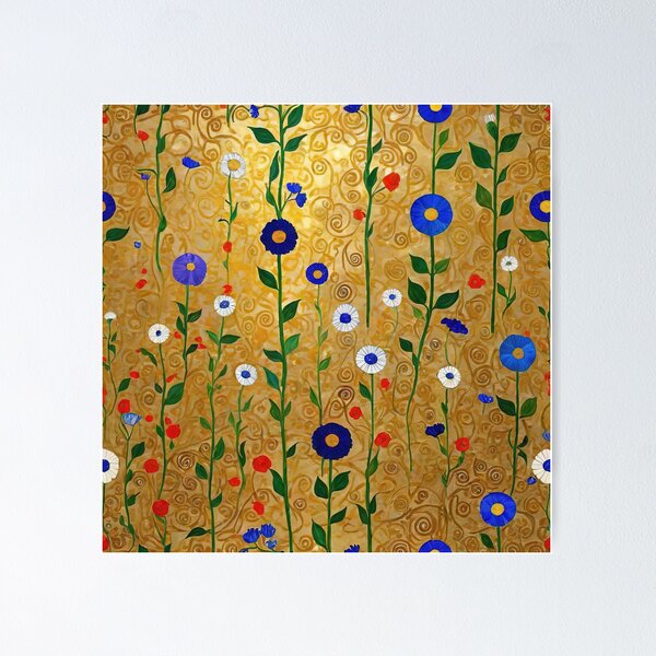 Aperçu de l'œuvre Fleurs de Klimt avec de l'or créée et vendue par maniacfitness.