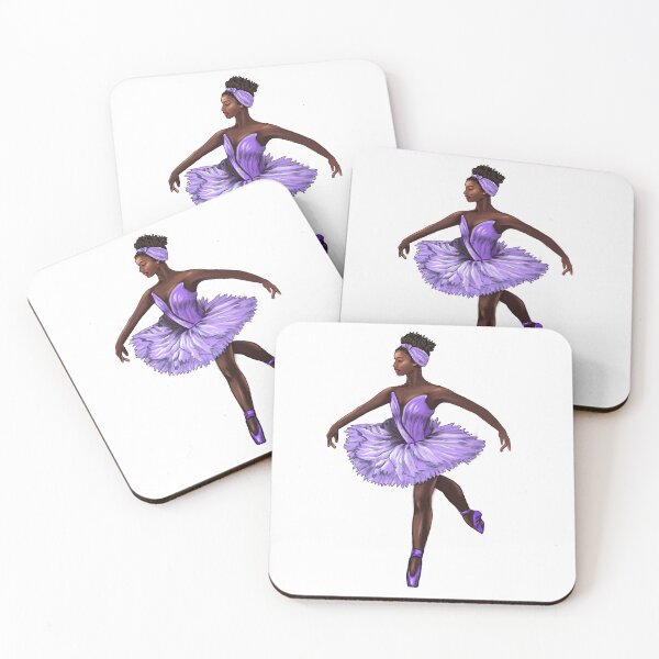 Item preview, Ballet dancer in purple tutu and pointe shoes cute African American ballerina designed and sold by Artonmytee.