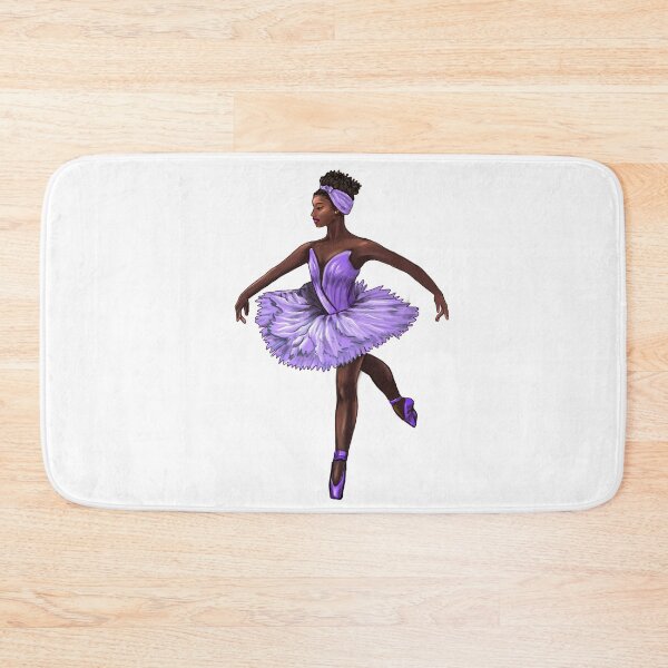 Item preview, Ballet dancer in purple tutu and pointe shoes cute African American ballerina designed and sold by Artonmytee.