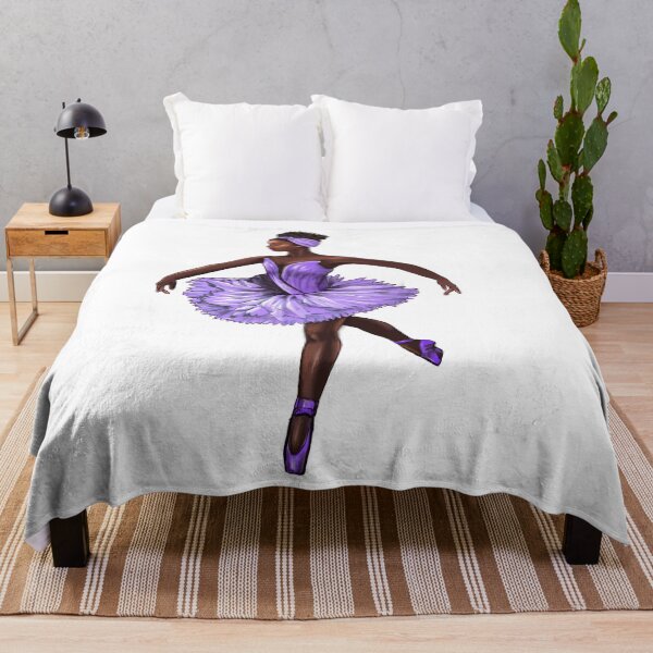 Item preview, Ballet dancer in purple tutu and pointe shoes cute African American ballerina designed and sold by Artonmytee.