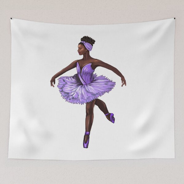 Item preview, Ballet dancer in purple tutu and pointe shoes cute African American ballerina designed and sold by Artonmytee.