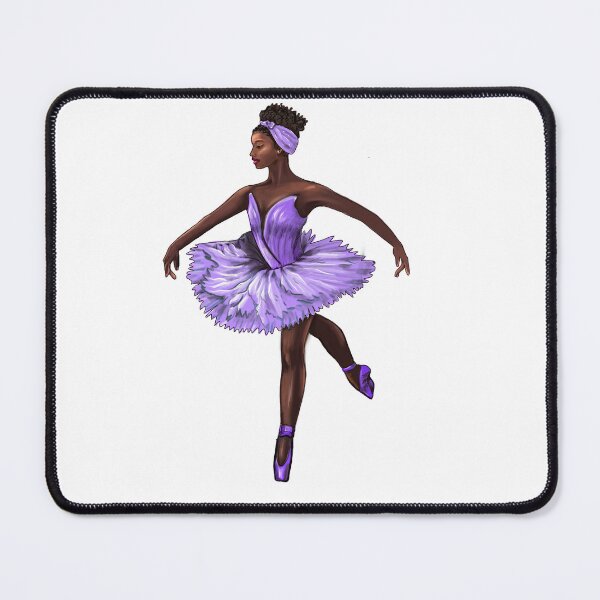 Item preview, Ballet dancer in purple tutu and pointe shoes cute African American ballerina designed and sold by Artonmytee.