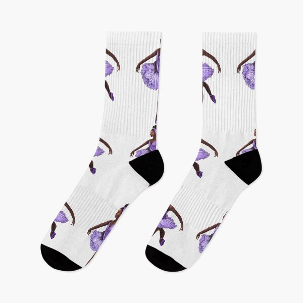 Item preview, Ballet dancer in purple tutu and pointe shoes cute African American ballerina designed and sold by Artonmytee.