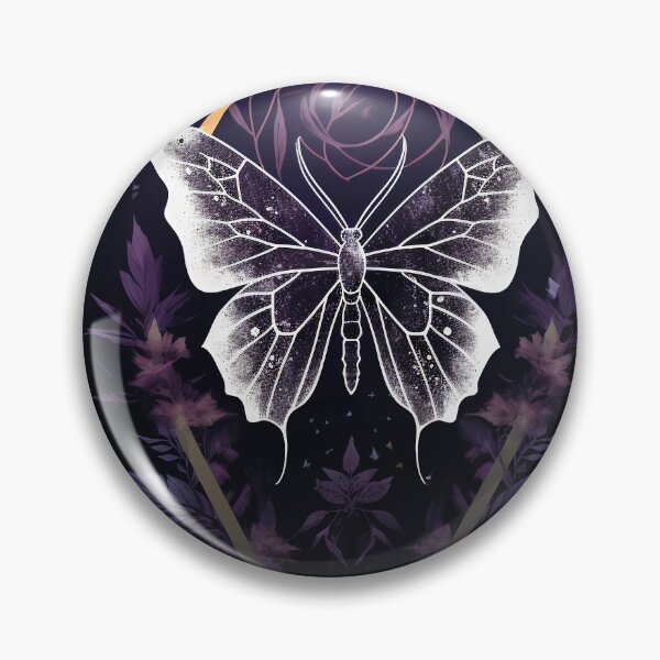 Item preview, white moth butterfly in the floral darkness designed and sold by haroulita.