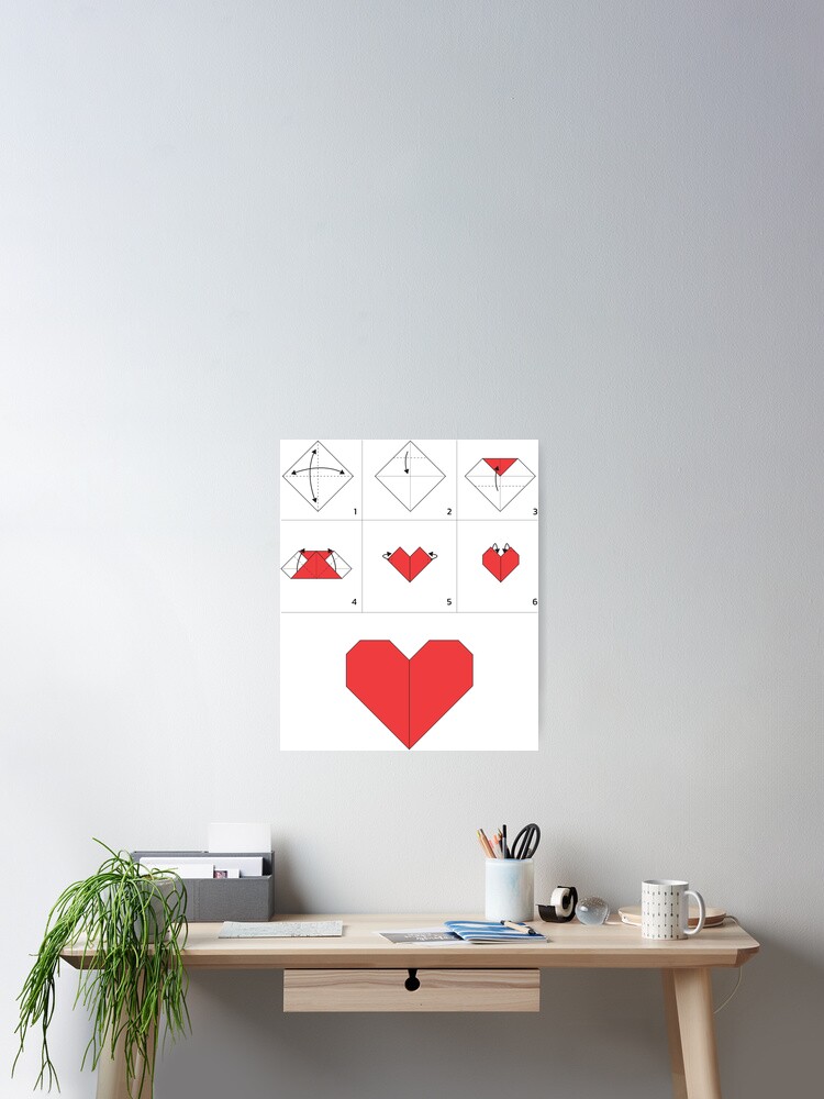 Valentine Heart Paper Folding Tutorial Poster