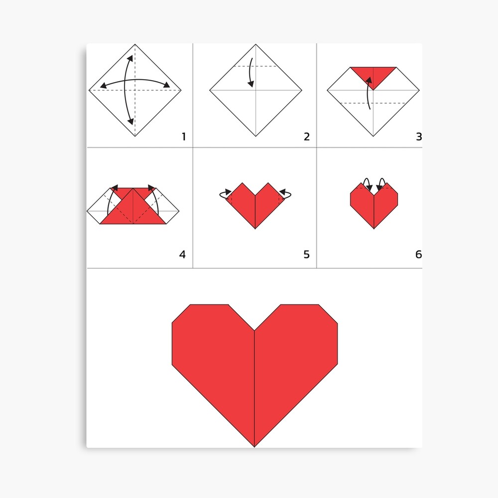 Valentine Heart Paper Folding Tutorial Poster