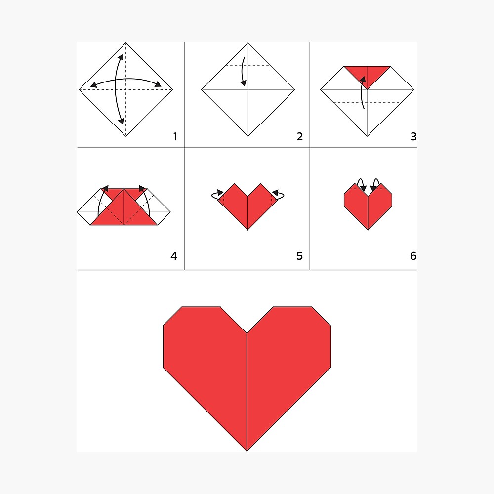 Valentine Heart Paper Folding Tutorial Poster