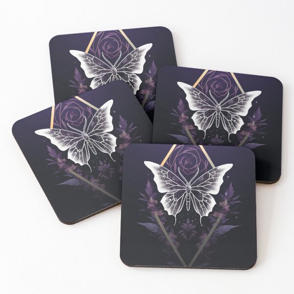 Item preview, white moth butterfly in the floral darkness designed and sold by haroulita.