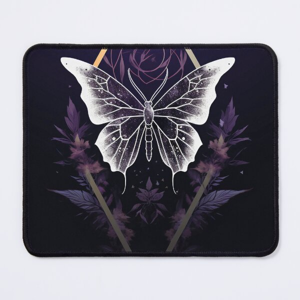 Item preview, white moth butterfly in the floral darkness designed and sold by haroulita.