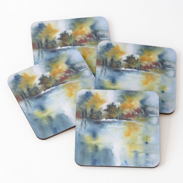 Item preview, blurry image of painting and non-detailed painting of colorful landscape of trees in the water designed and sold by koringaFTS.