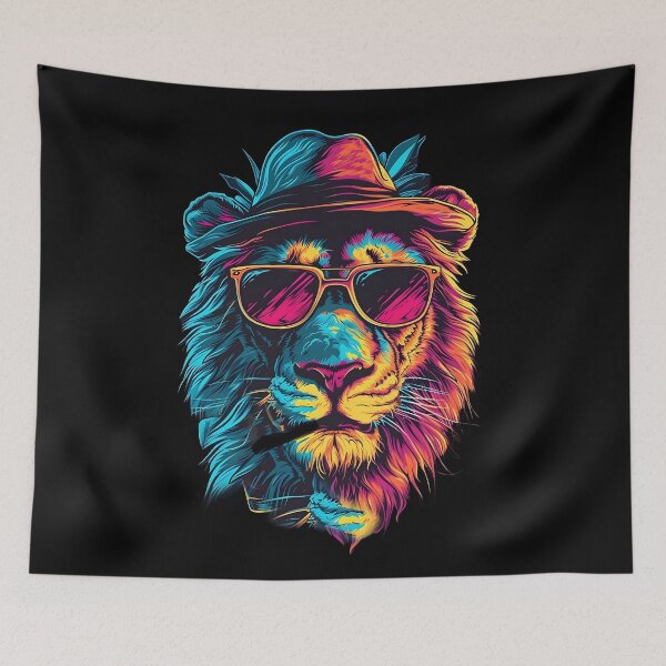 Item preview, Colourful Gangster lion design designed and sold by AeroAesthetics.