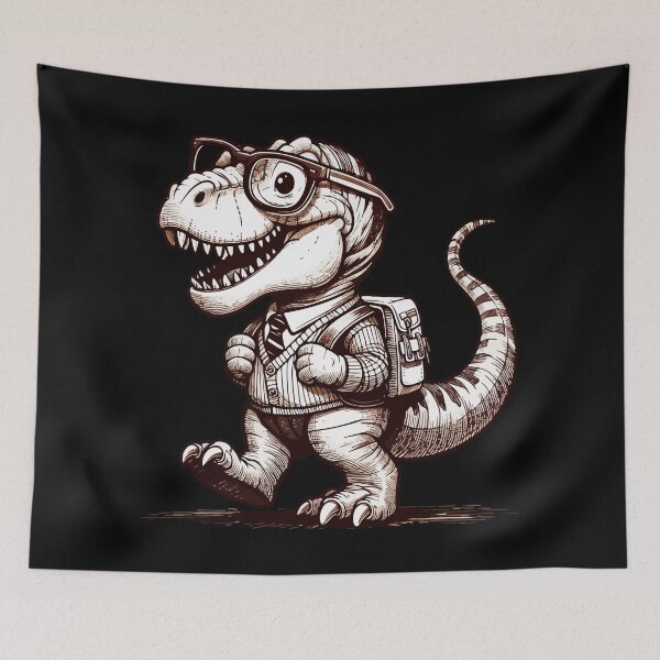 Item preview, Cute black and white Tyarannosaurus Go To School designed and sold by TomFrontierArt.