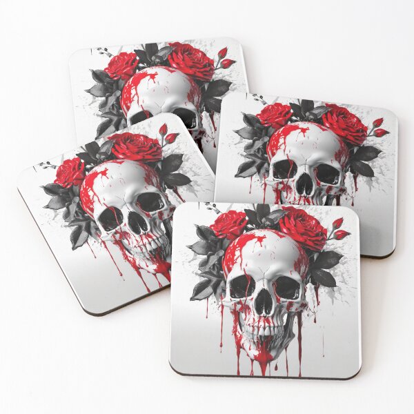 Item preview, Blood Red Skull and Roses designed and sold by Pc240471.