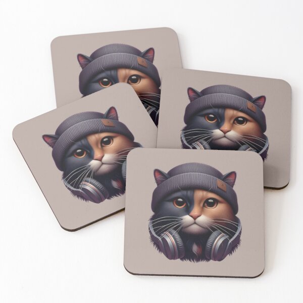 Item preview,  Tortie Cat with Hat and Headphones designed and sold by printmala.