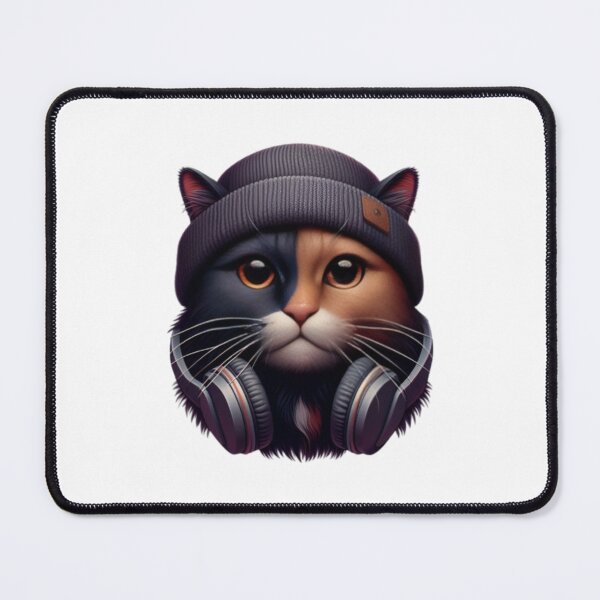 Item preview, Tortie Cat with Hat and Headphones designed and sold by printmala.