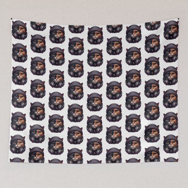 Item preview,  Tortie Cat with Hat and Headphones designed and sold by printmala.
