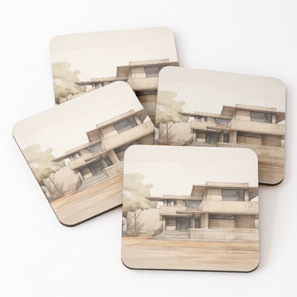 Item preview, Mid-century Style Building Watercolor designed and sold by PigmentPulse.