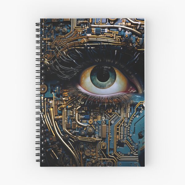 Item preview, A visage resembling a motherboard, featuring a striking eye. designed and sold by AIArtMaven.