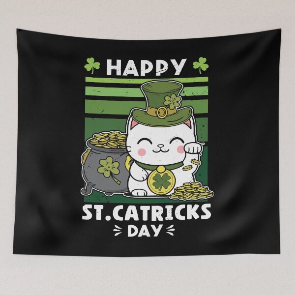 Item preview, Happy St Catricks day - Shamrock Cat St. Patrick's Day Gift designed and sold by JUSTBEELEGANT.