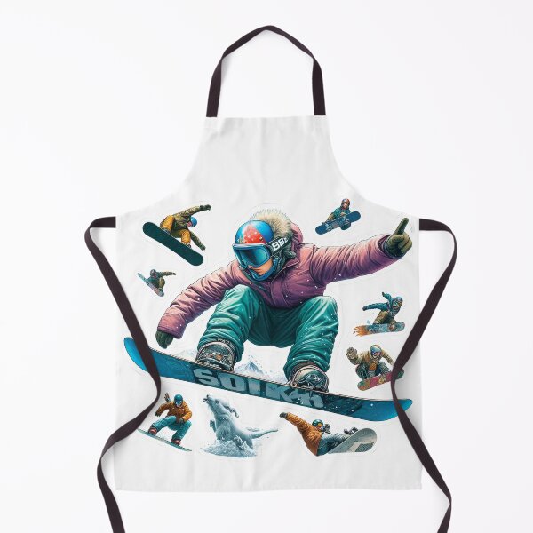 Item preview, Frosty Freestyle Delight: Snowboarders, Frontside 360 Acrobatics in White, Red, Yellow, Black, Blue, and Orange Landscape designed and sold by SplashTastic.