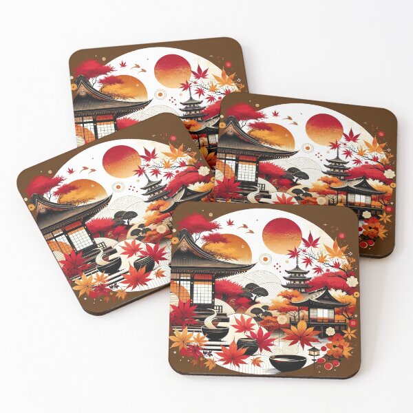 Item preview, Japanese autumn with temples designed and sold by saqui-com.