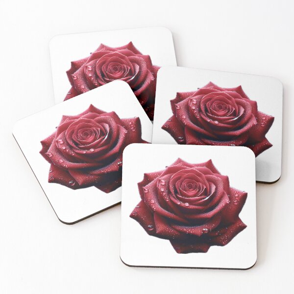 Item preview, red rose with water drops designed and sold by IsaMarina.