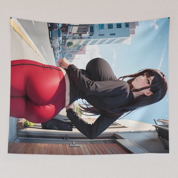 Item preview, Anime girl in Red Yoga pants fitness motivational designed and sold by BorgSpareParts.