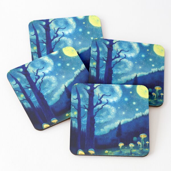 Item preview, Blue Starry Night - Magic Mushroom Forest #50 designed and sold by Scarlet Swan.
