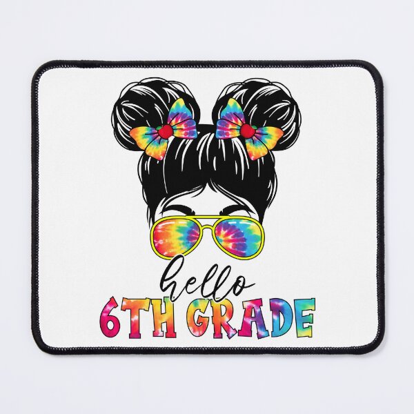 Item preview, Hello 6th Sixth Grade Messy Bun Girl Tie Dye Back To School designed and sold by MobyStickers.