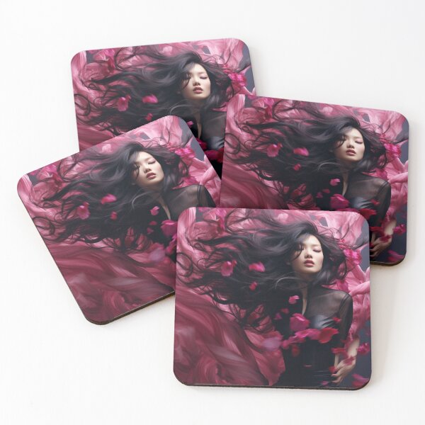Item preview, mujer asiática rodeada de flores designed and sold by Marie Colençon.
